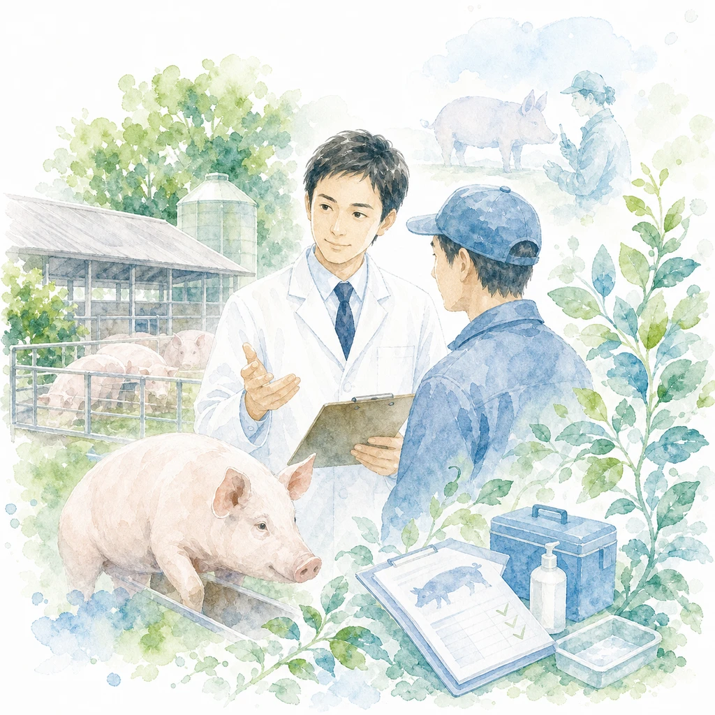 動物衛生コンサルタントの水彩イラスト