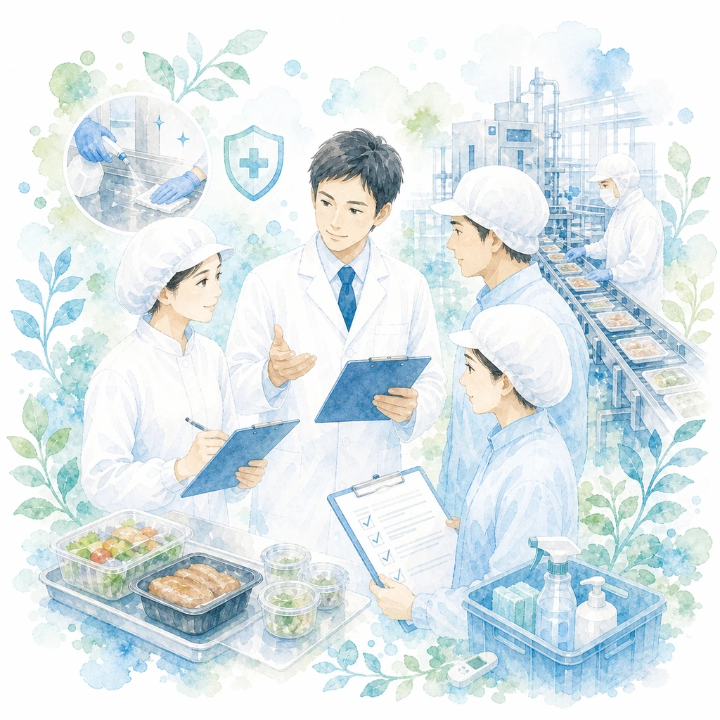 食品衛生コンサルスタッフの水彩イラスト