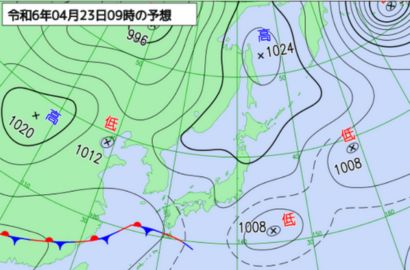 20日(土)朝9時の気象庁予想天気図