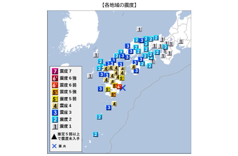 各地の震度情報