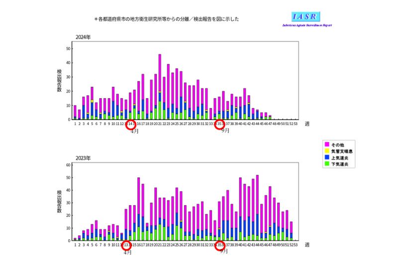週別診断名別Rhinovirus分離・検出報告数