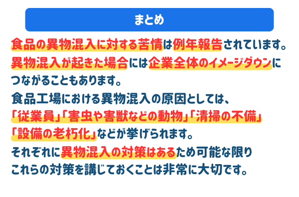 食品工場における異物混入の対策は？原因ごとの具体的な対策と