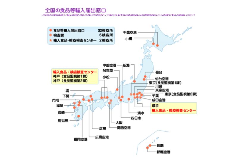 全国の食品等輸入届出窓口