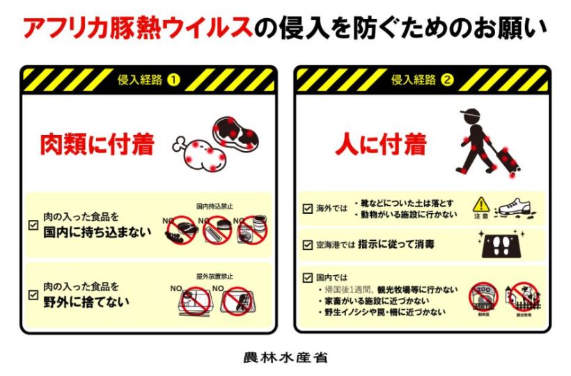 アフリカ豚熱ウイルスの侵入を防ぐためのお願い