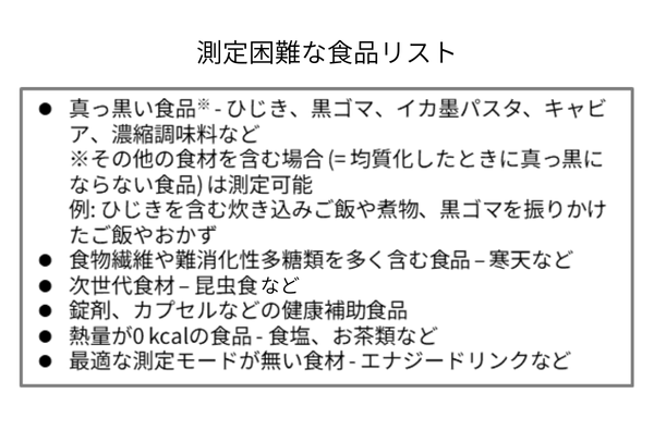 測定困難な食品リスト