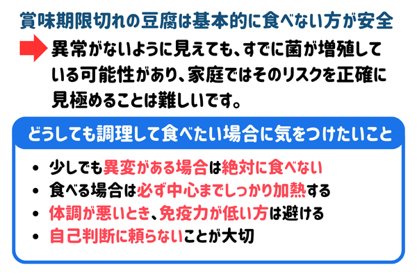 賞味期限切れの豆腐は基本的に食べない方が安全
