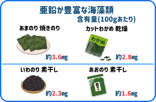 亜鉛を多く含む海藻類