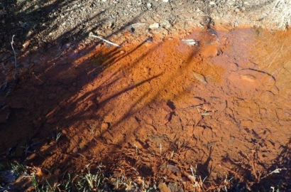 鉄細菌由来の赤茶色の沈殿物